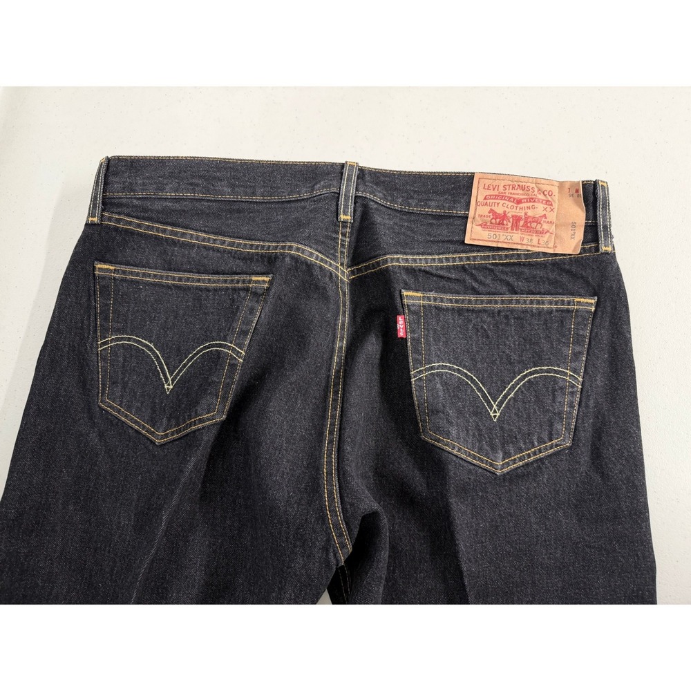 Levi's 501 Original Straight Fit Dark Wash Denim Jeans Men's Size 38x36 - Picture 13 of 13